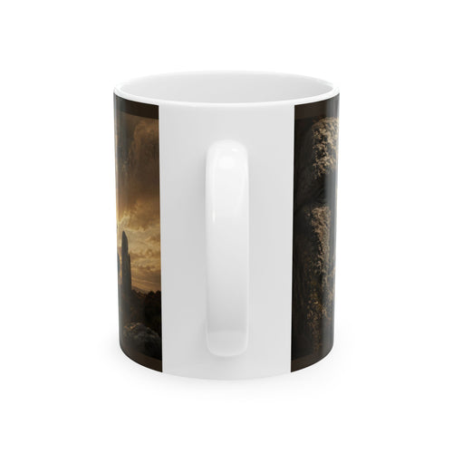 Standing Stone Faces Ceramic Mug — Mystical Standing Stones Landscape Coffee Cup (11oz/15oz)
